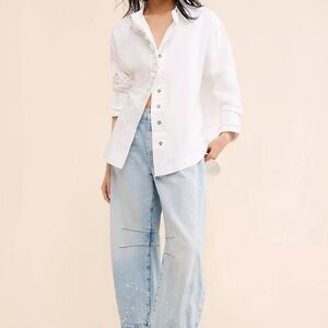 Free People Women's White Button up Shirt Women's Sz Small